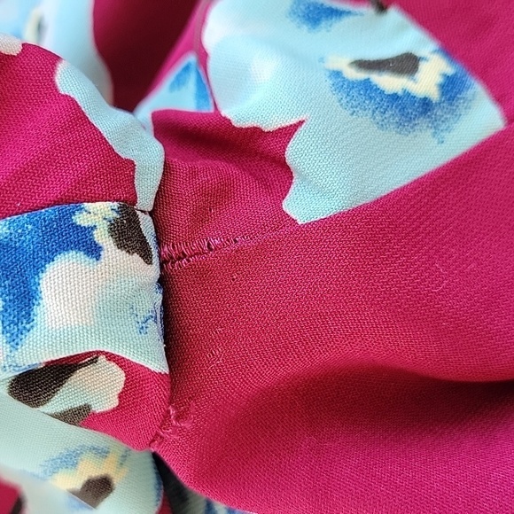 LULU'S Fascinating Fun Burgundy Floral Print Long Sleeve Wrap Dress Sz S - Picture 8 of 10